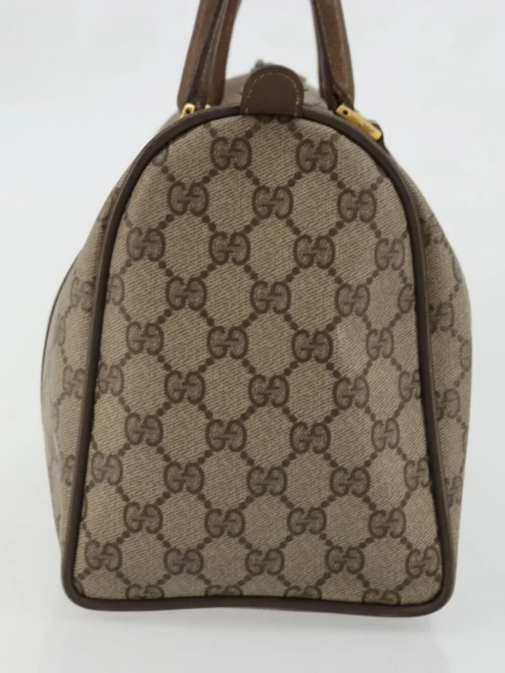 GUCCI GG Supreme Web Sherry Line Bag PVC Beige Gold 39 02 007 Auth BA12075